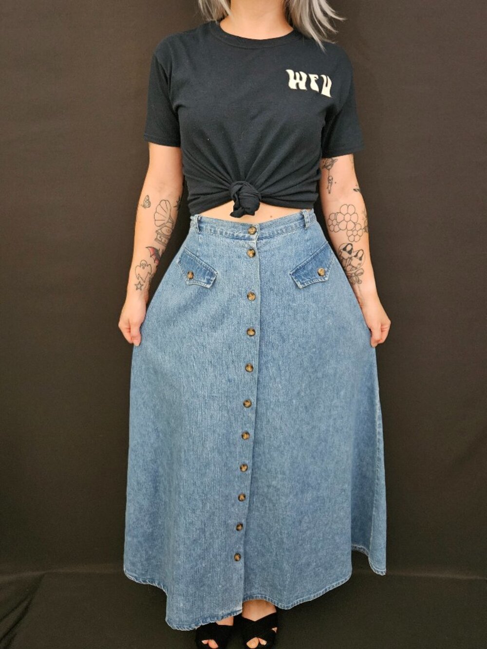 90s/00s Telluride Denim Button Front Skirt